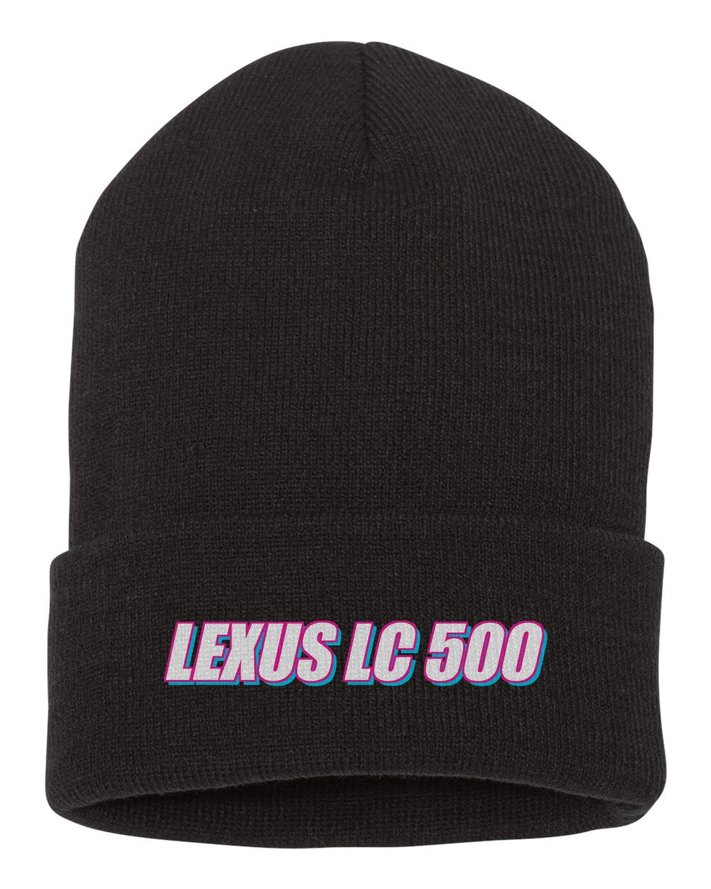Lexus Lc 500 black beanie front view with car name