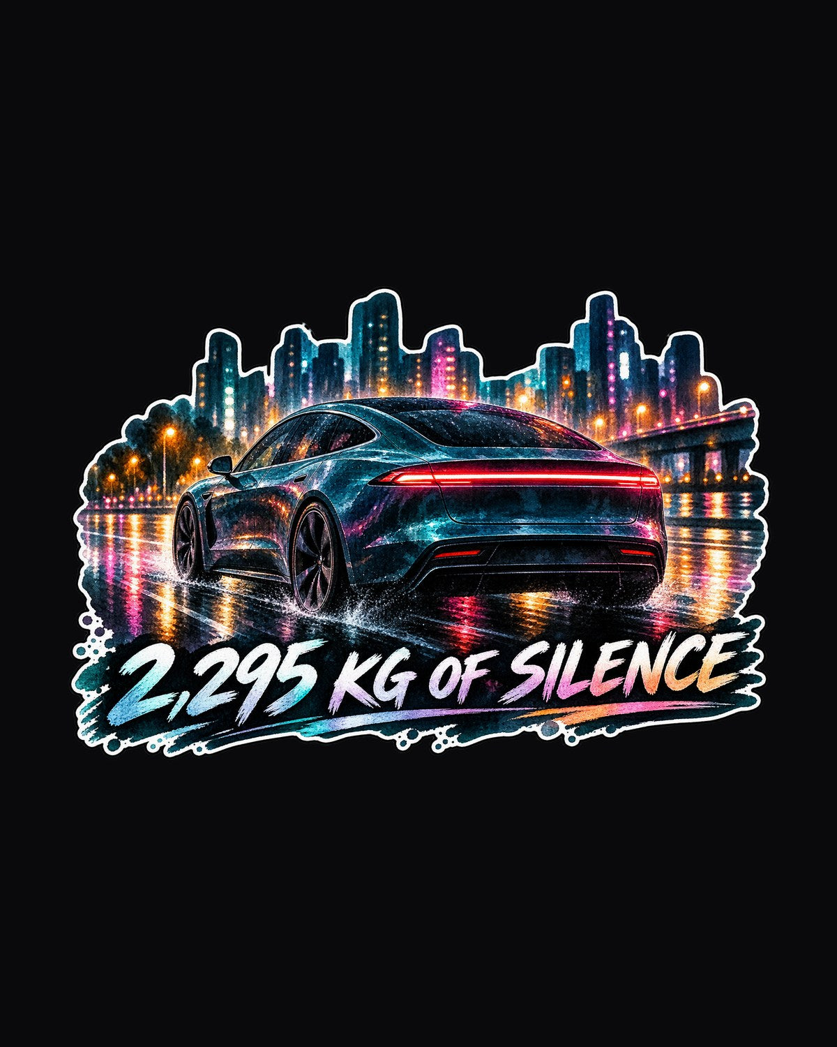 Porsche Taycan Turbo S 9J1 Rainy Night Watercolor Shirt design only