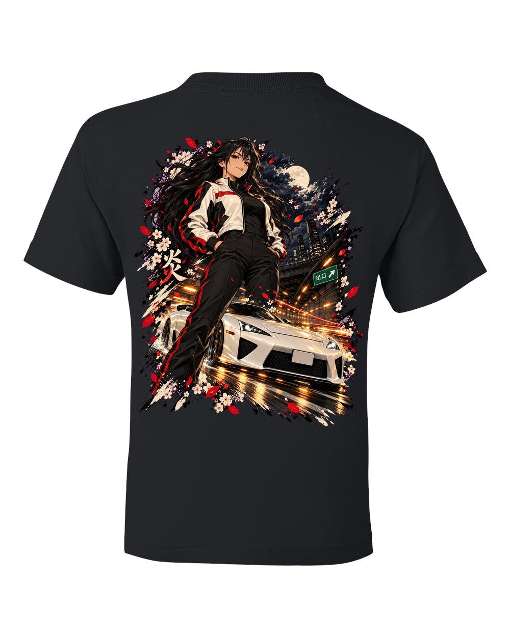 Lexus LFA Anime Girl Kids Tee Black back