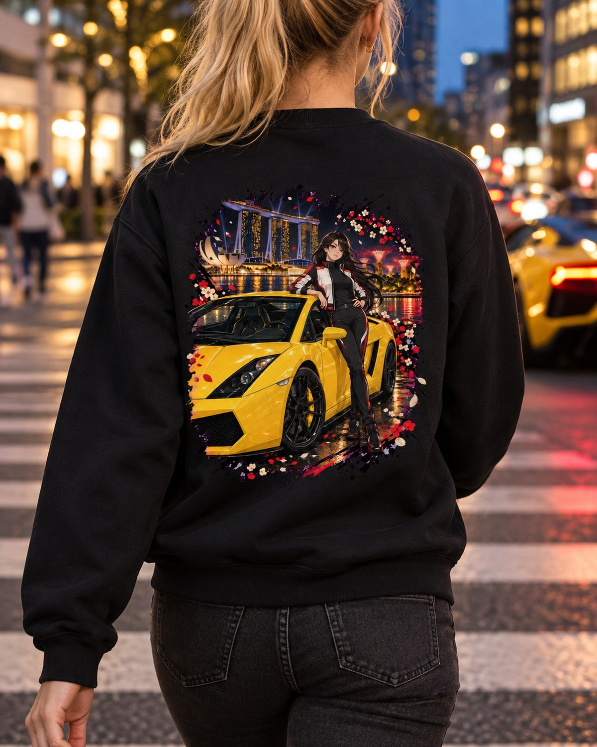 Lamborghini Gallardo Anime Girl Shirt, Hoodie & More Crewneck Black worn hero
