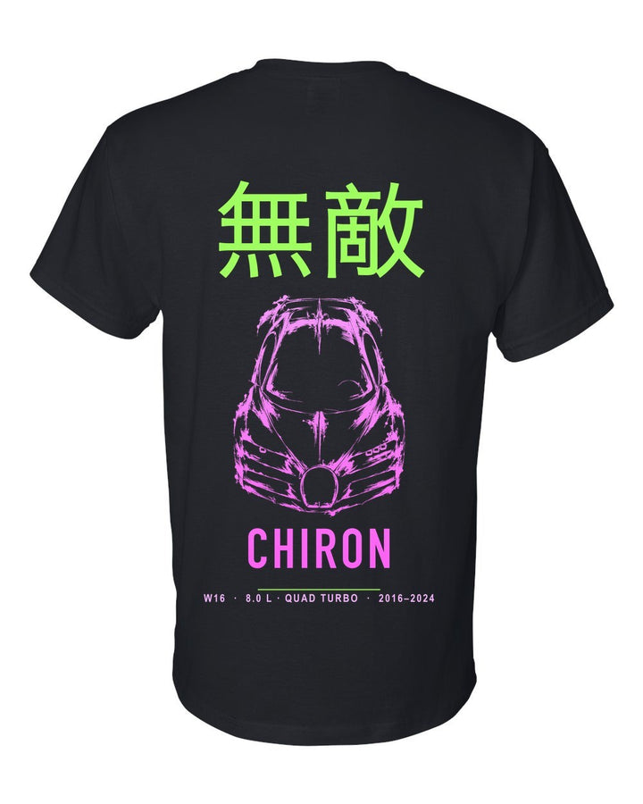 CHIRON full-back artwork black t-shirt back view with the design