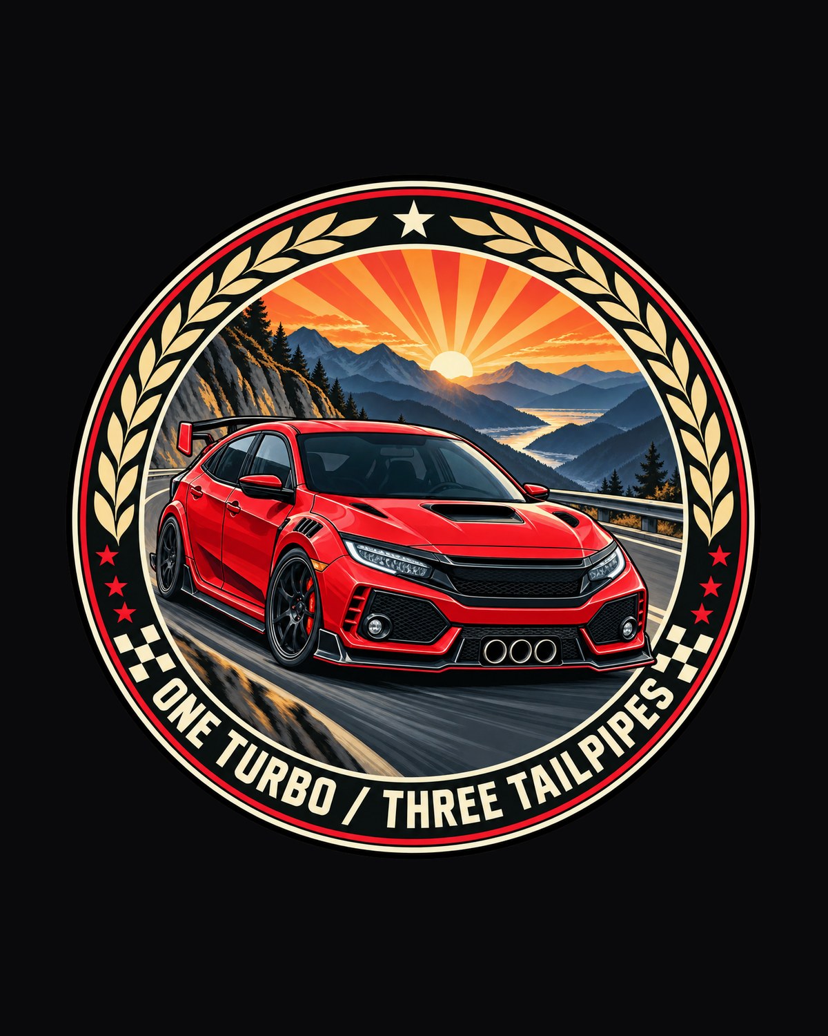 Honda Civic Type R FK8 Crest Layout Shirt, One Turbo design only