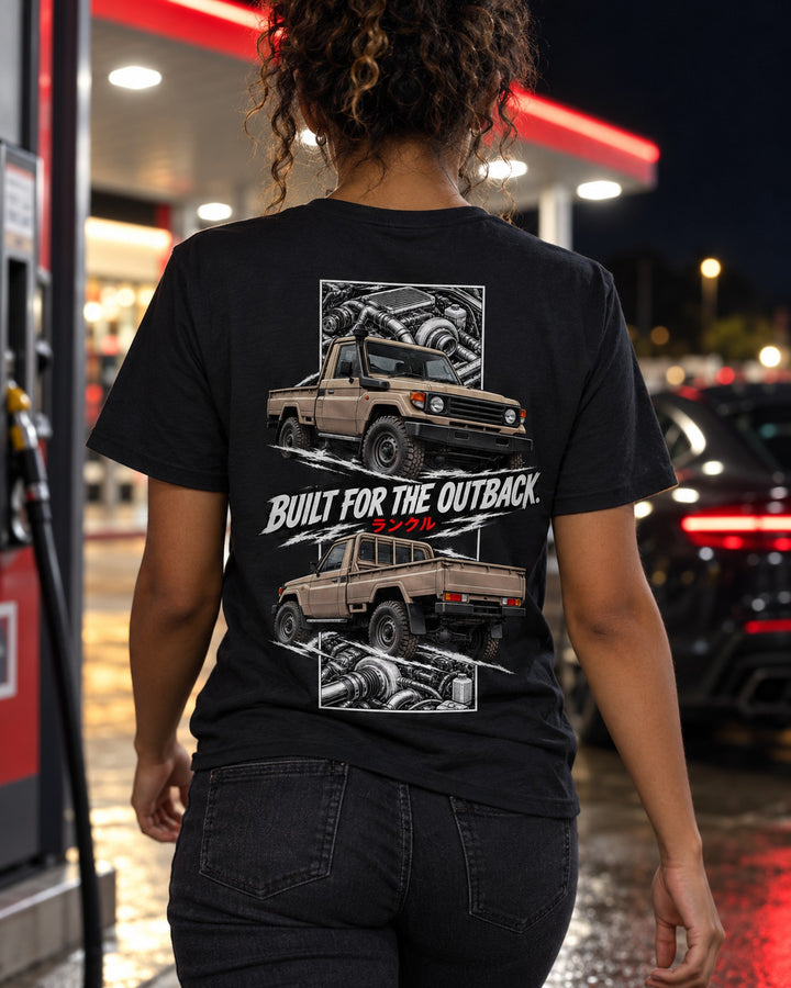 Toyota Land Cruiser 70 Torn Poster Full-Back Graphic Tee T-Shirt Black worn hero