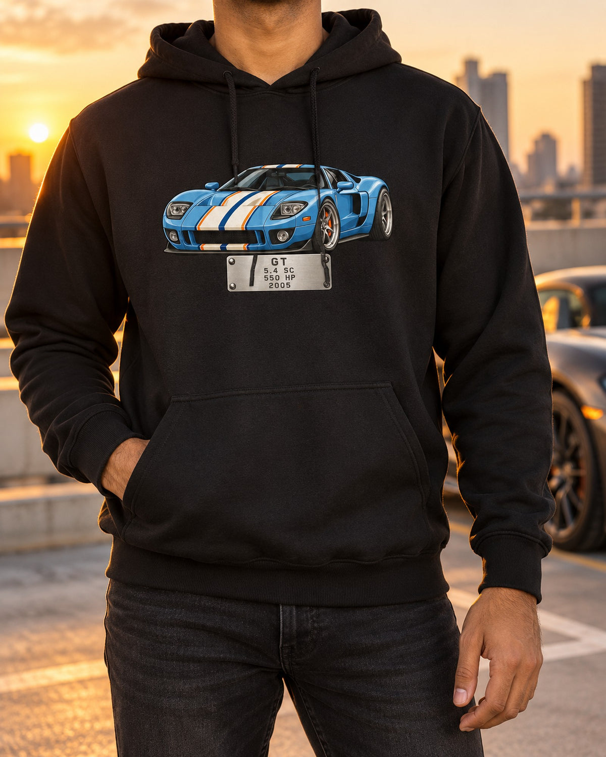 Ford GT 2005 Data Plate Shirt, 5.4 Supercharged Car Guy Tee Pull Over Hoodie Black worn hero
