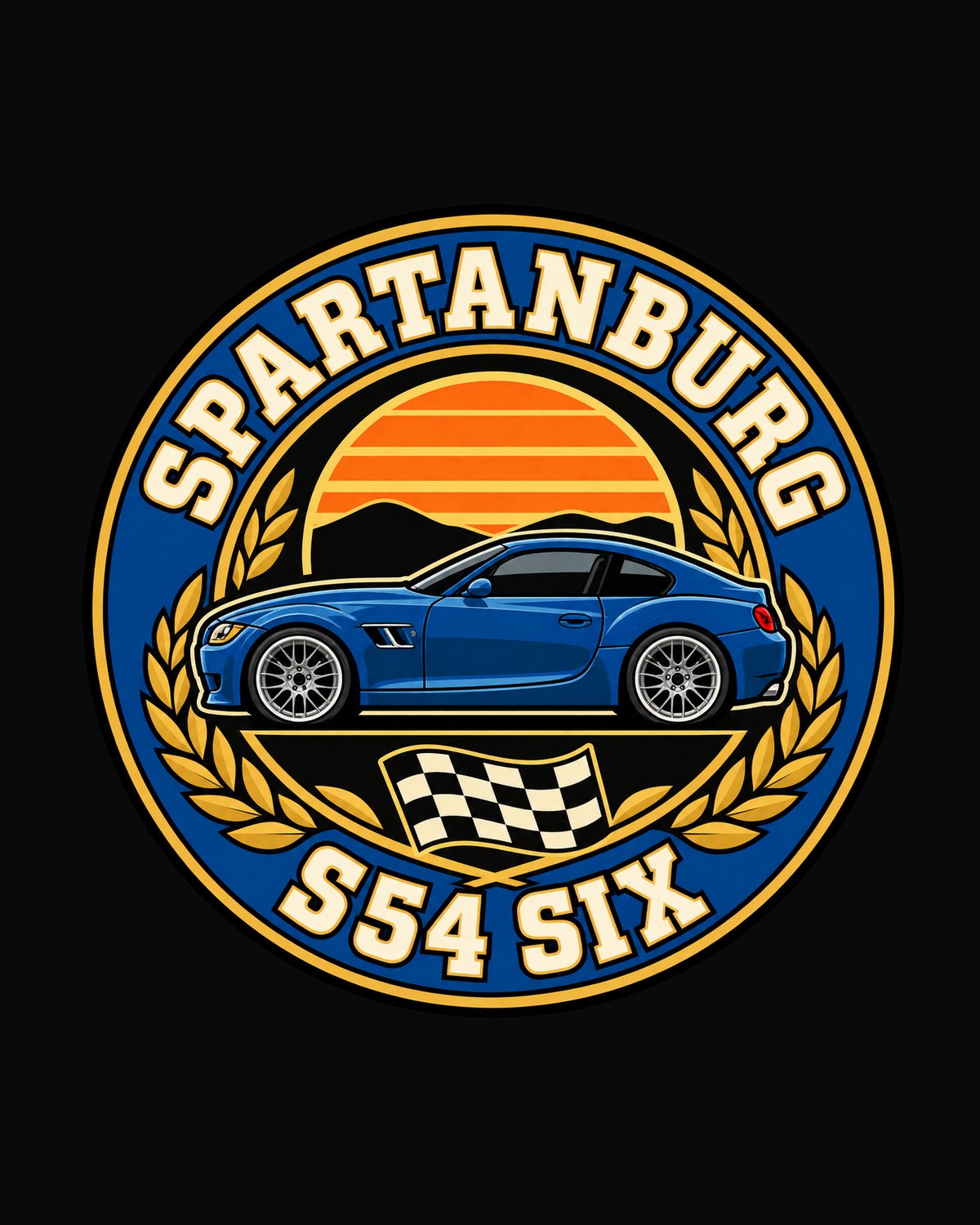 BMW Z4 M Coupe E86 Hatch Crest Tee, Spartanburg S54 Six design only