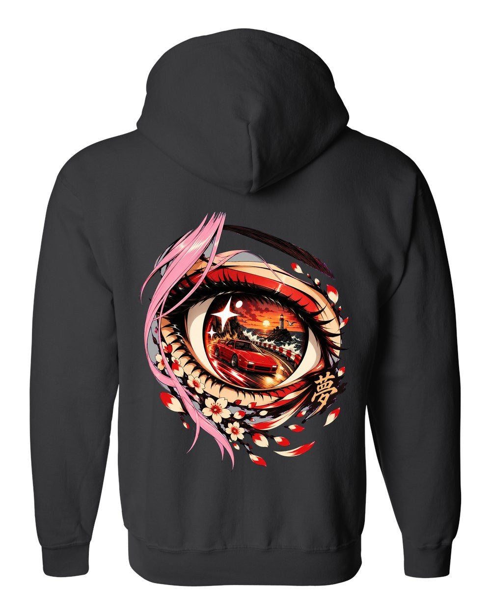 Toyota MR2 SW20 Anime Girl Zip Hoodie Black back