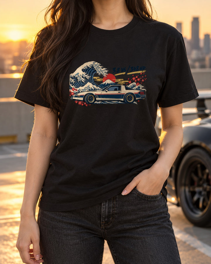 Genesis Coupe BK2 Wave Ukiyo-e Woodblock Shirt, 3.8 V6 348 HP T-Shirt Black worn hero