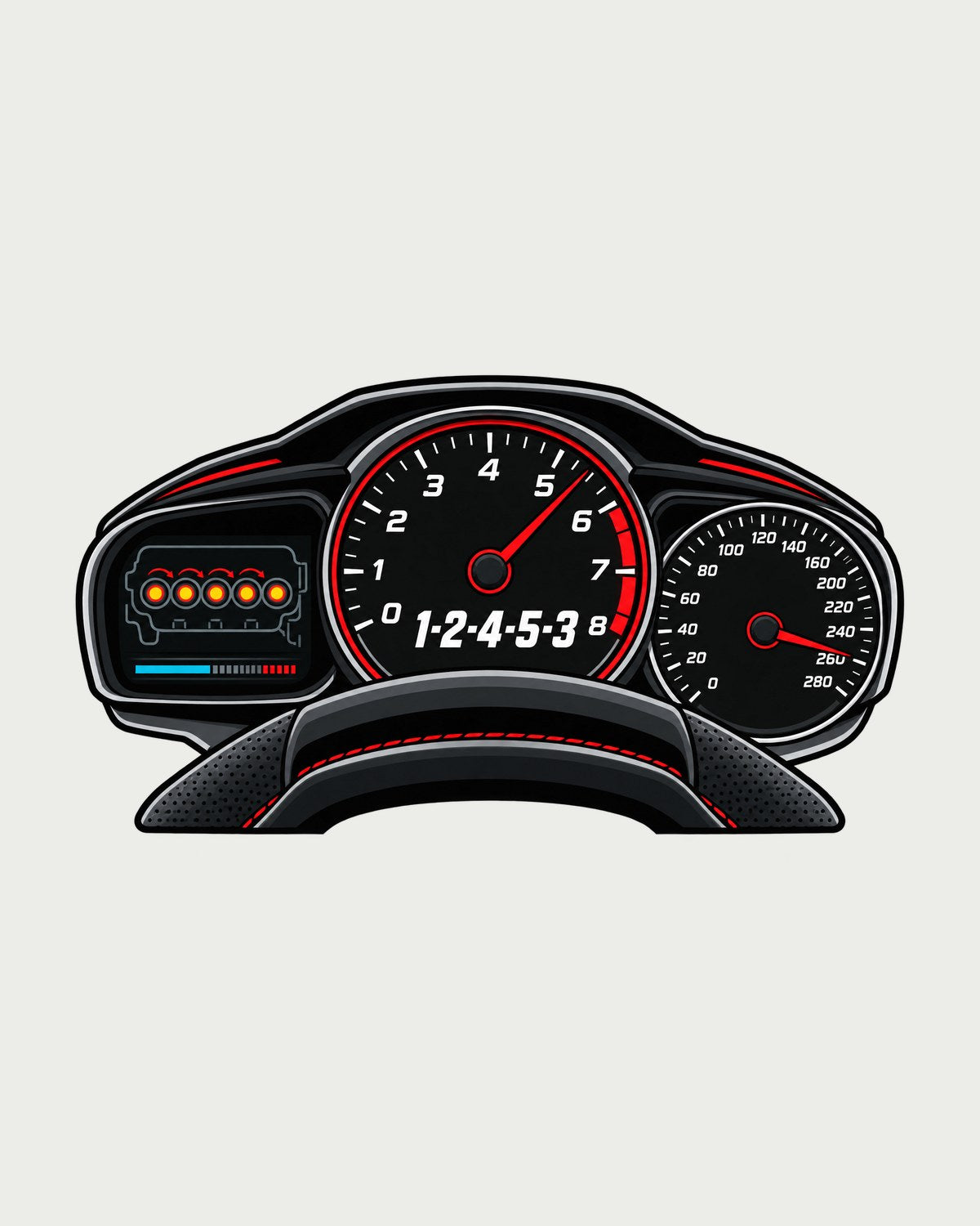 Audi RS3 8V Five-Cylinder Firing Order Gauge Shirt design only