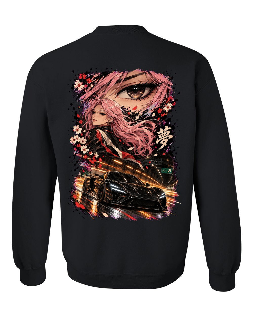 Rimac Nevera Anime Girl Crewneck Black back