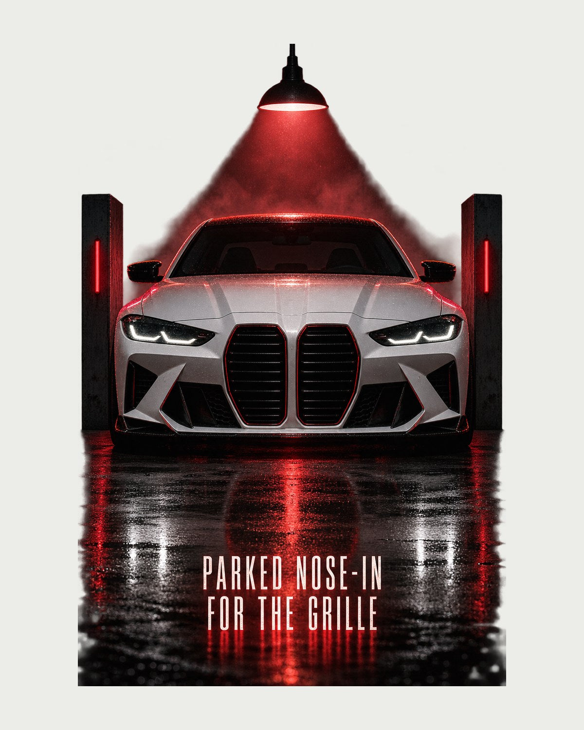 BMW G80 M3 Garage Night Shirt, Parked Nose-In for the Grille design only
