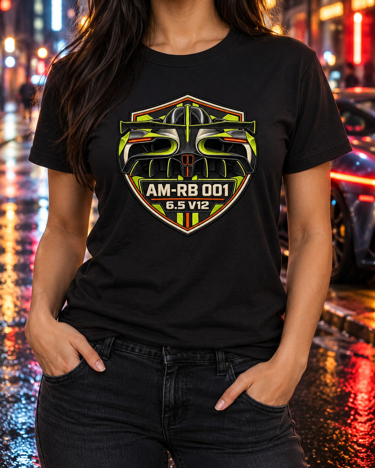 Aston Martin Valkyrie AM-RB 001 Embroidery Style Shirt T-Shirt Black worn hero