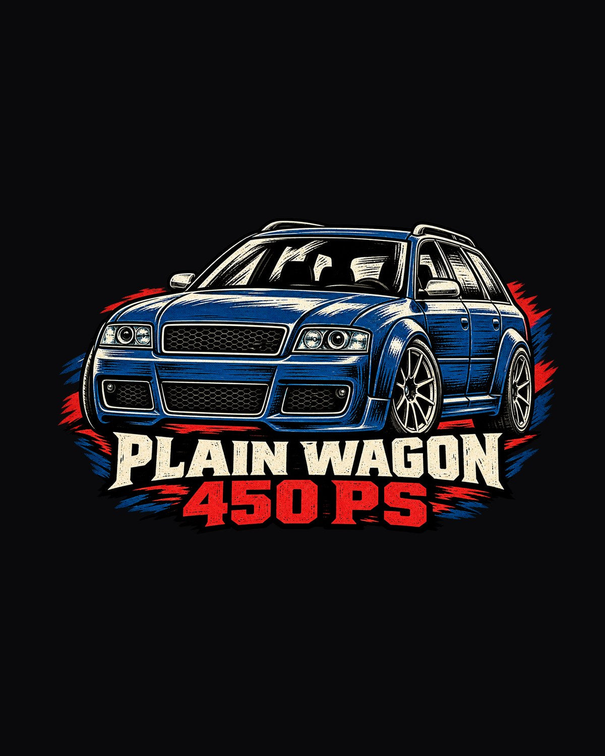 Audi RS6 Avant C5 4B Linocut Shirt, Flares On A Plain Wagon design only