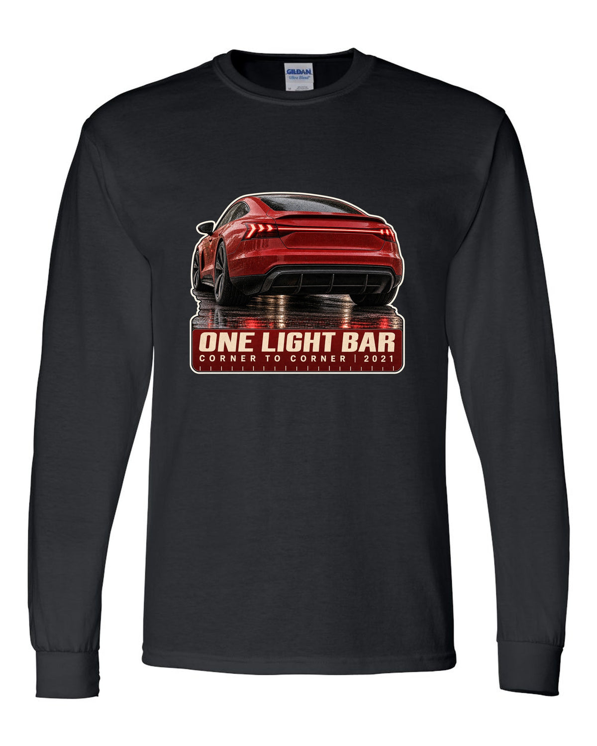 Audi RS e-tron GT rear light bar macro print design black long sleeve front view with the design