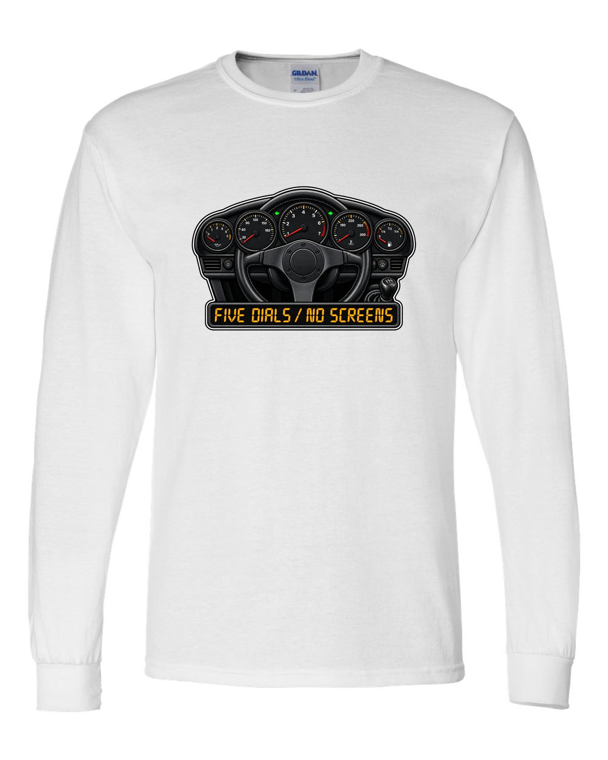 Porsche Cayenne Turbo S 957 sticker-bomb collage design with 550 PS lettering white long sleeve front view with the design
