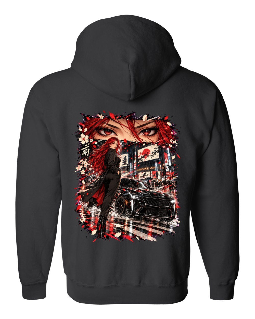 Cadillac CT5-V Blackwing Anime Girl Zip Hoodie Black back