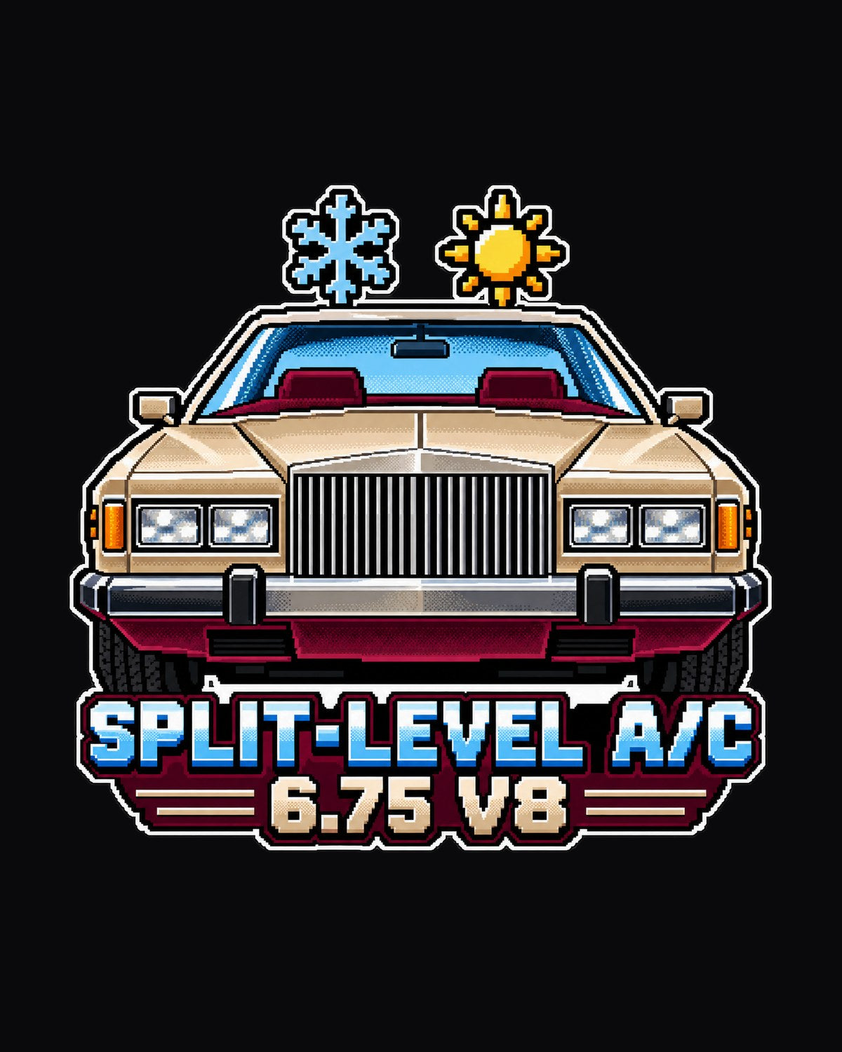 Rolls-Royce Camargue 16-Bit Pixel Art Car Shirt design only
