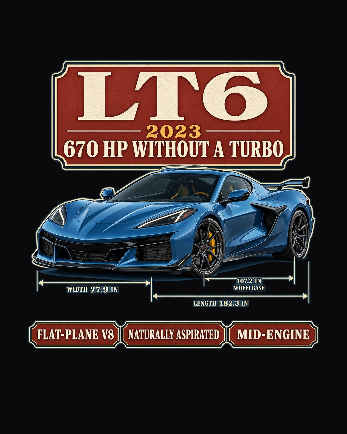 Chevrolet Corvette C8 Z06 LT6 Archive Panel Shirt, Car Guy Gift design only