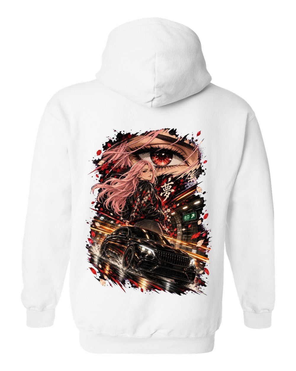 Mercedes-AMG C63 Anime Girl Pull Over Hoodie White back