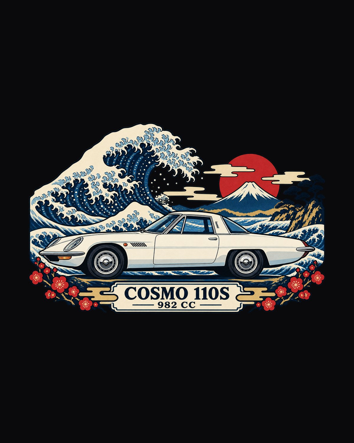 Cosmo Sport 110S Ukiyo-e Wave Woodblock Shirt, 982 CC design only