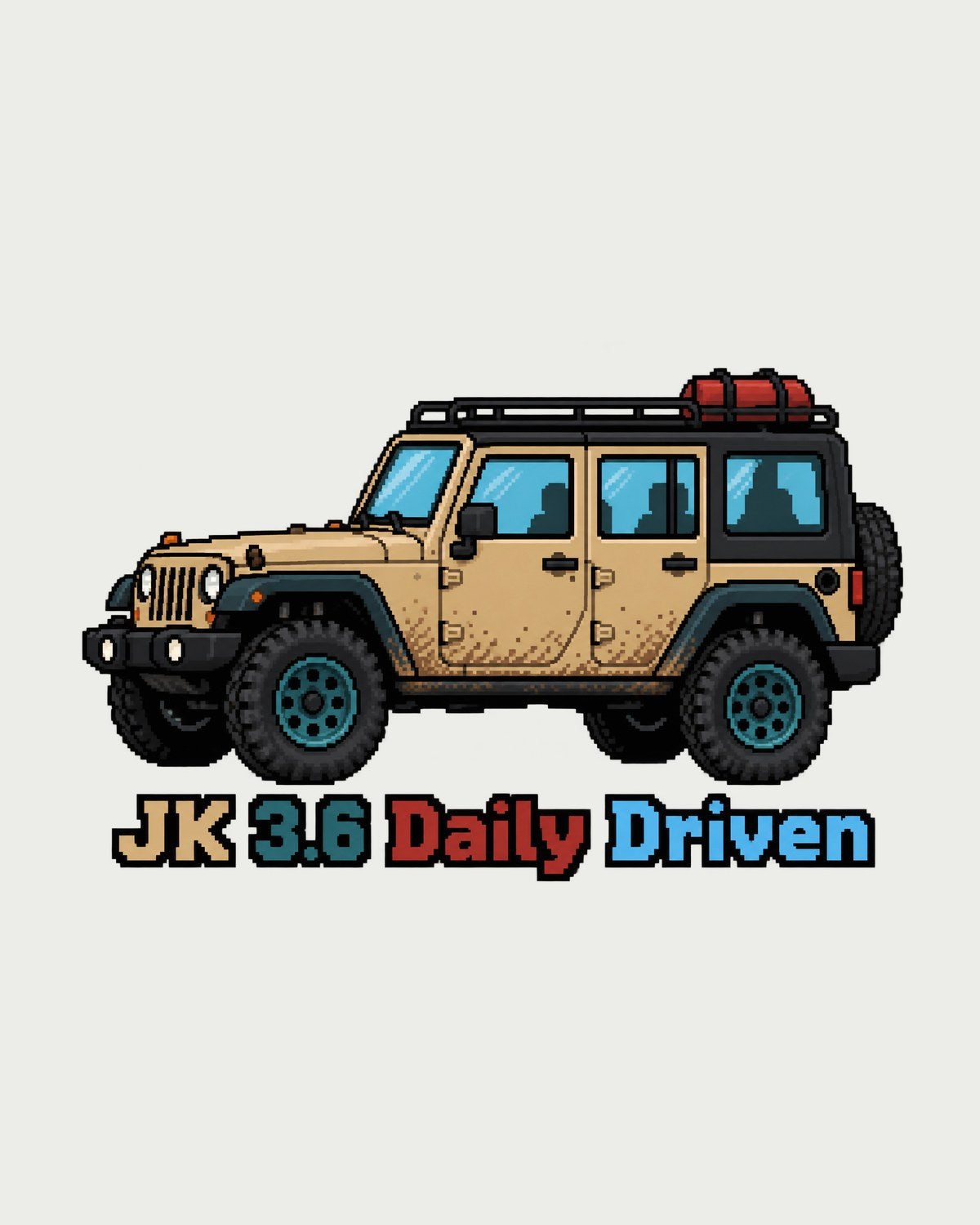 Jeep JK Wrangler 3.6 Daily Driven 16-Bit Pixel Art Tee design only