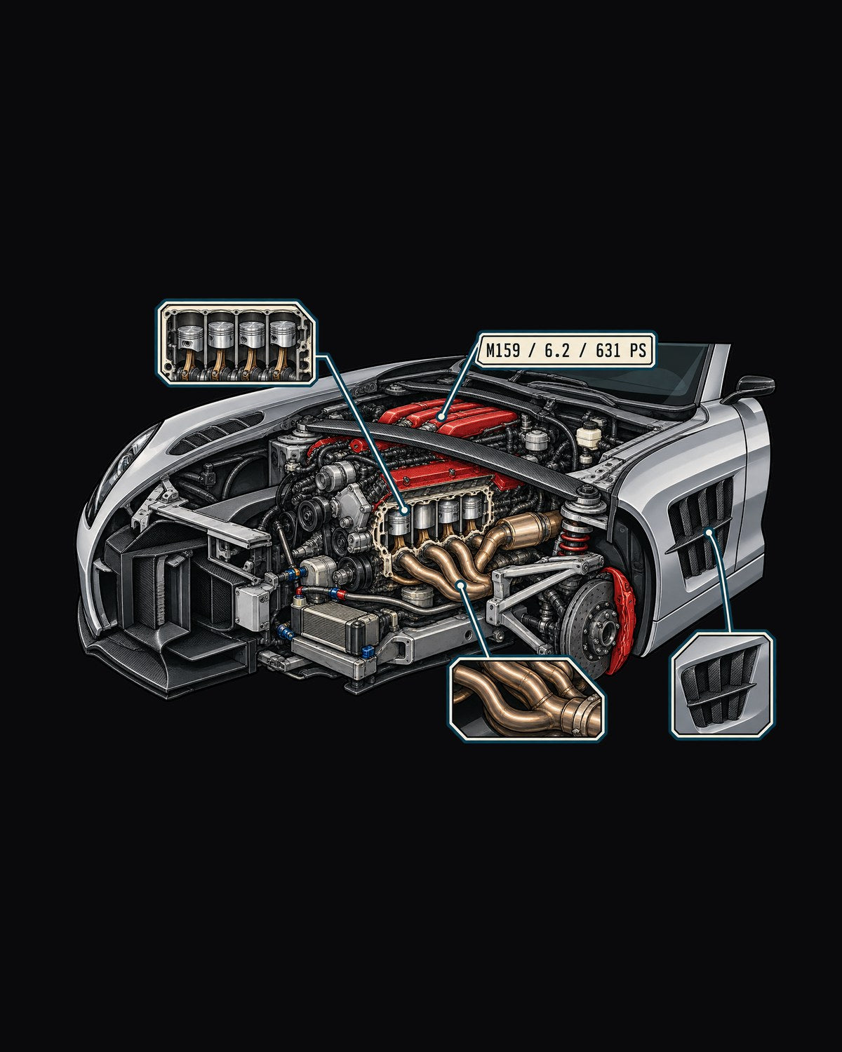 Mercedes G-Class W463 Field Plan Technical Blueprint Shirt design only