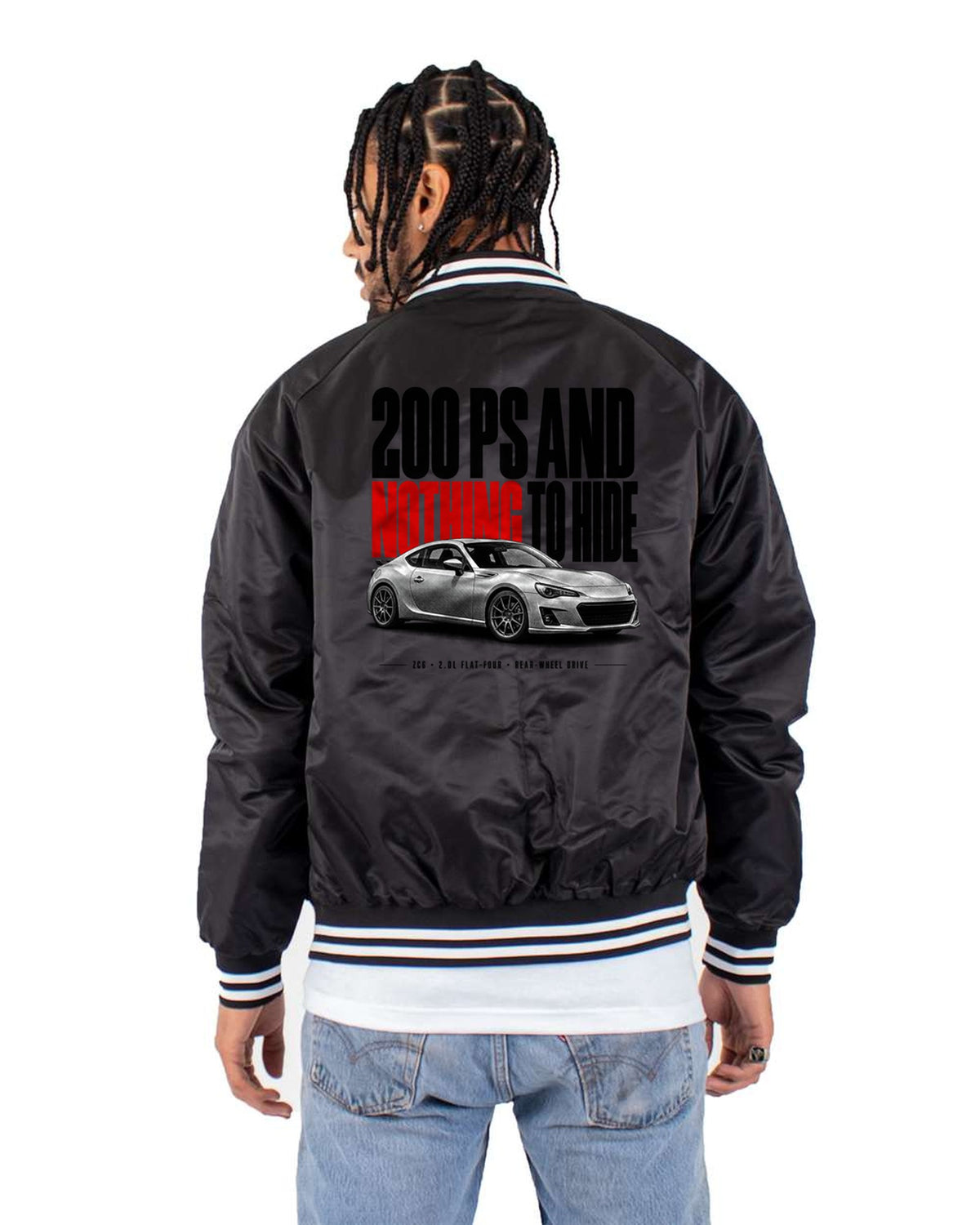 Subaru BRZ ZC6 tS Halftone Statement Shirt, Car Guy Gift Bomber Jacket Black back