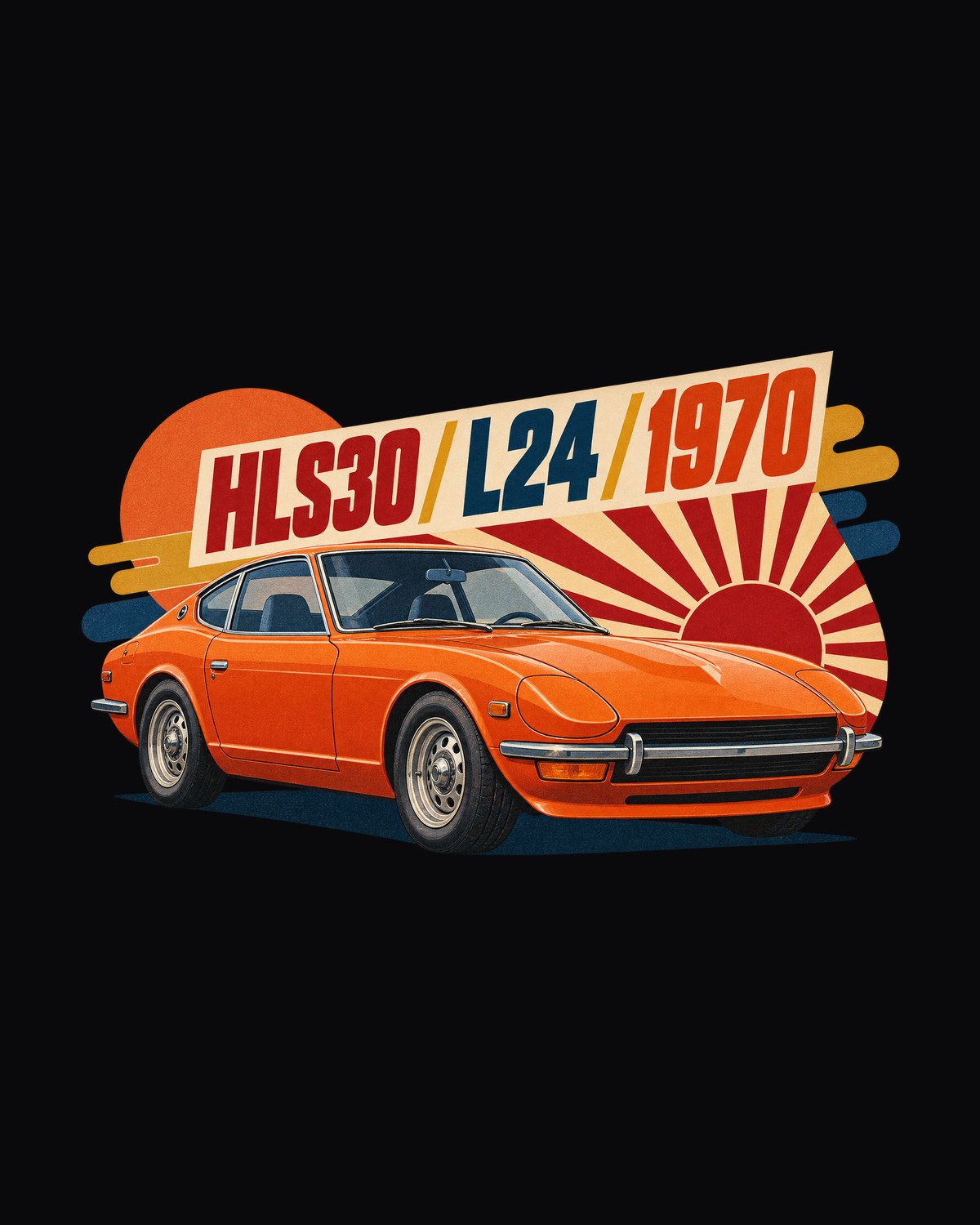 Datsun 240Z HLS30 1970 Showa Catalogue Ad Shirt, L24 design only