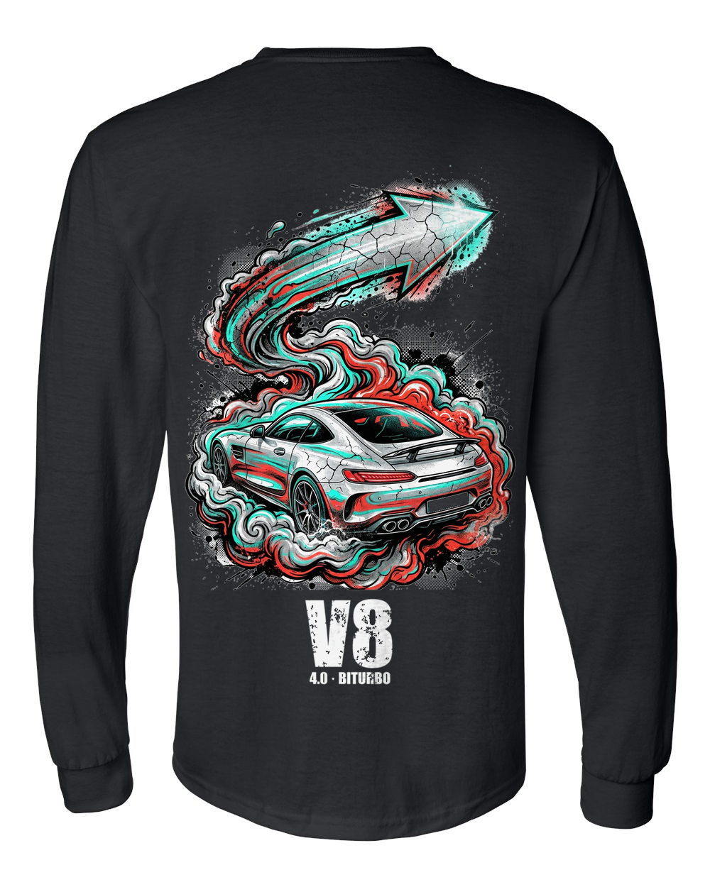 Mercedes-AMG GT Silver Arrow Long Sleeve T-Shirt — Black back