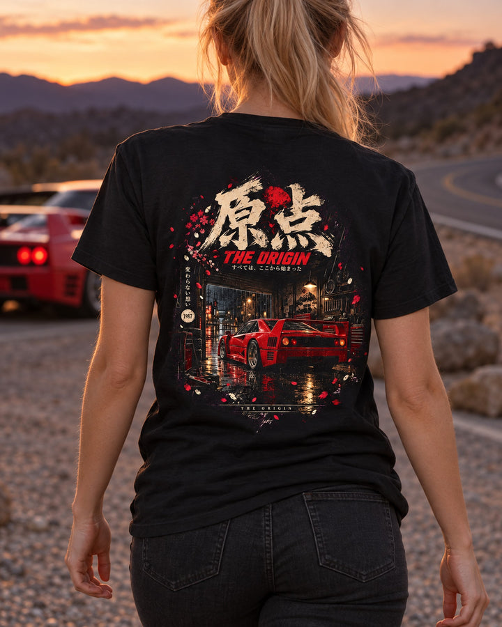 Ferrari F40 The Origin Shirt, Hoodie & More T-Shirt Black worn hero