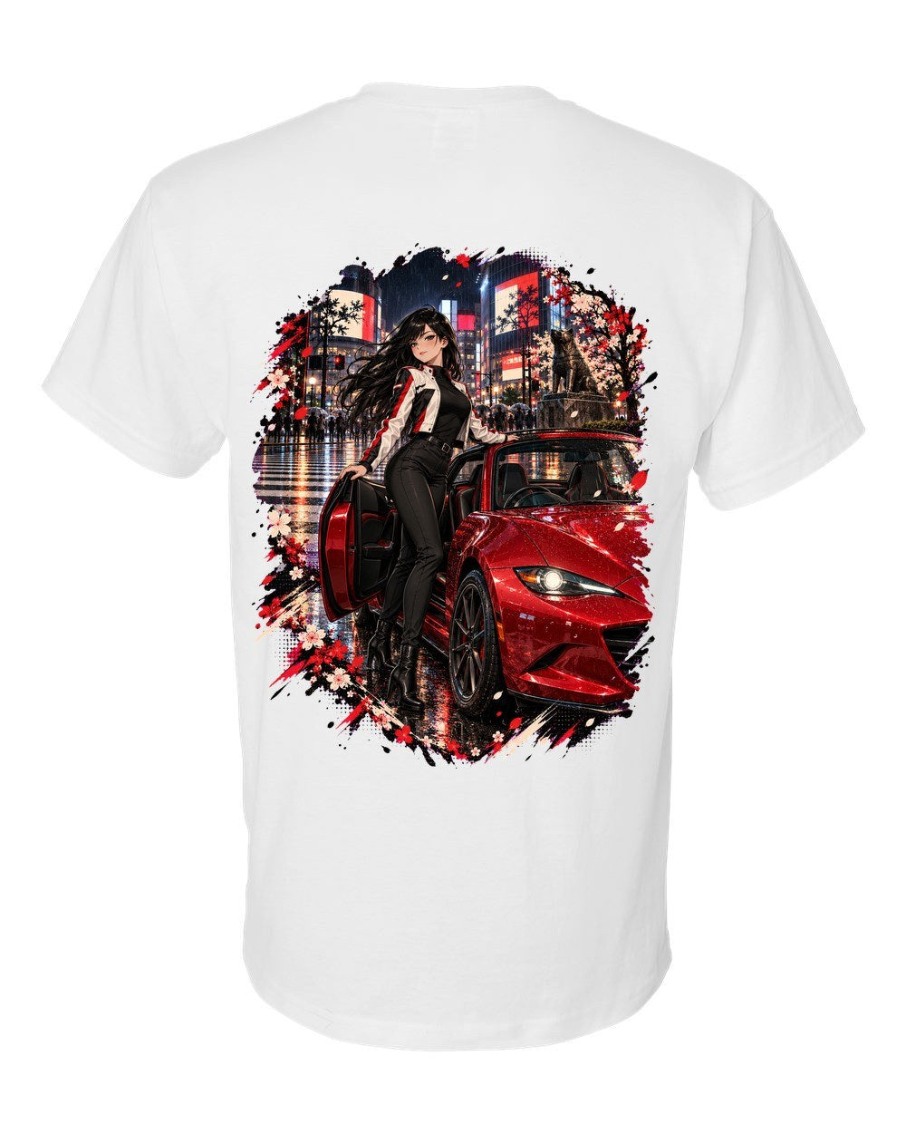 Mazda MX-5 ND Anime Girl T-Shirt White back