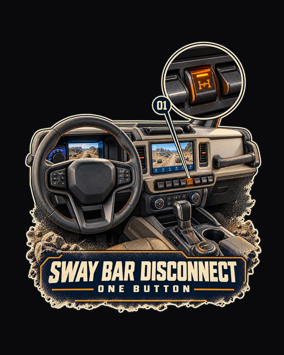 Bronco Badlands Sway Bar Disconnect Dash Tee, Bronco Gift design only