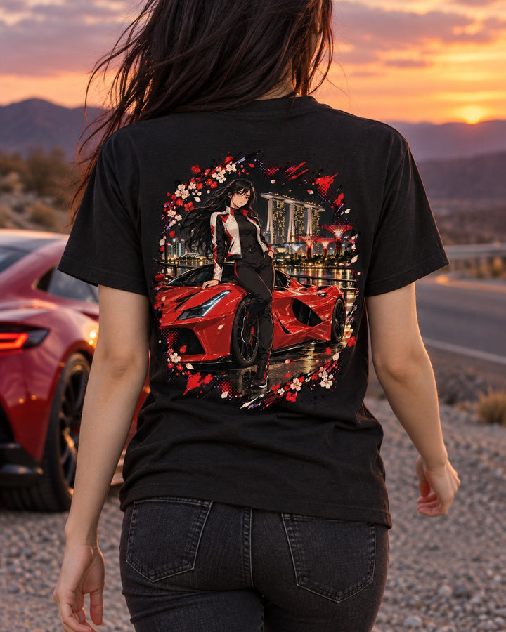 Ferrari LaFerrari Anime Girl Shirt, Hoodie & More T-Shirt Black worn hero