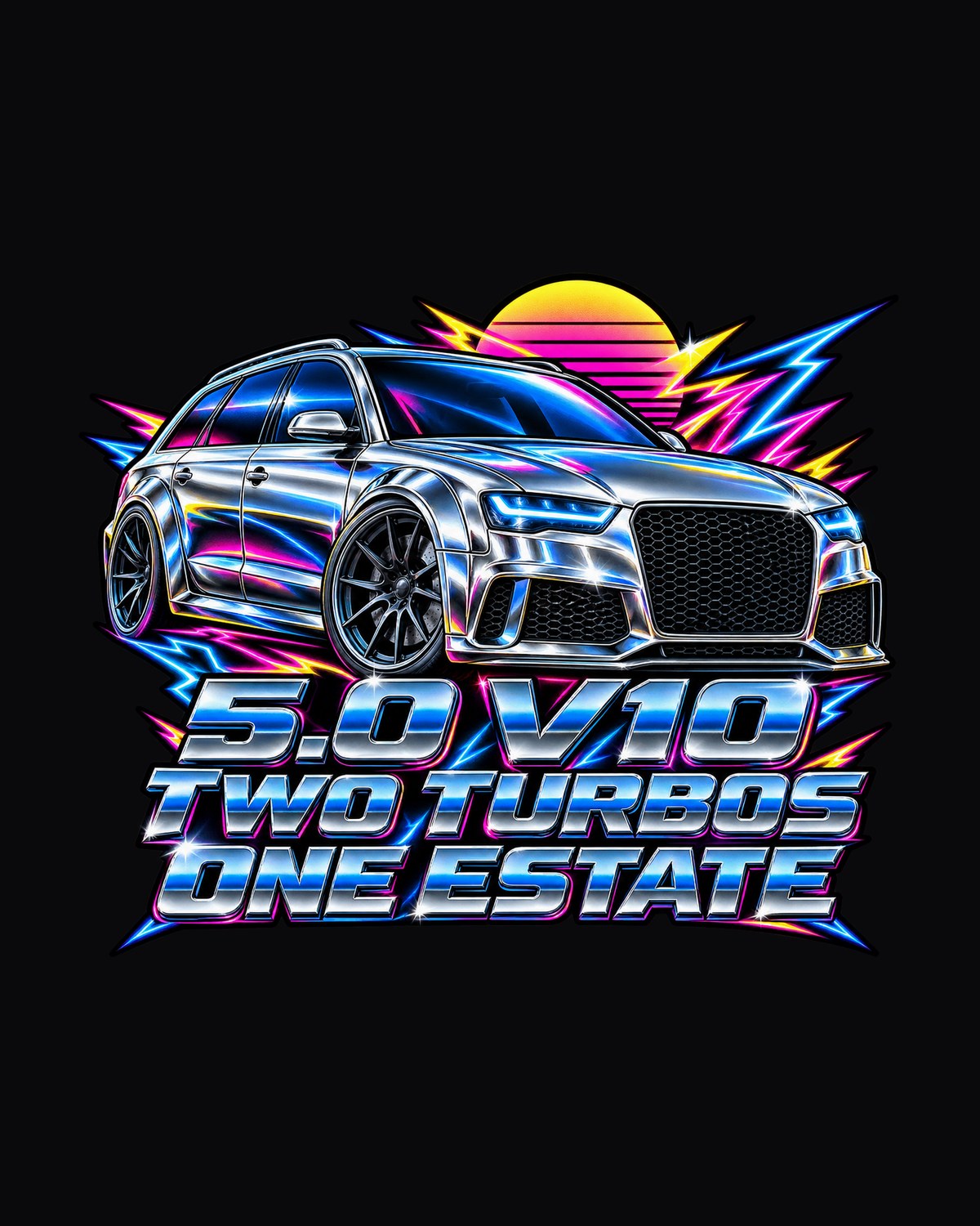 Audi RS6 Avant C6 4F 80s Airbrush Chrome Shirt, V10 Wagon design only