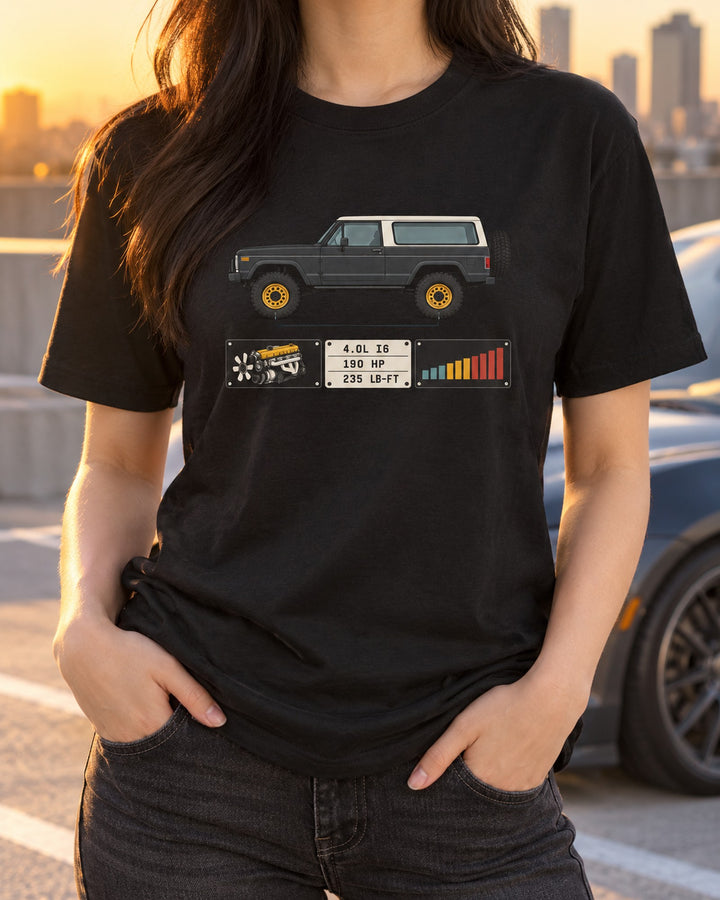 Jeep LJ Unlimited 4.0L Datasheet Profile Shirt, Jeep Fan Gift T-Shirt Black worn hero