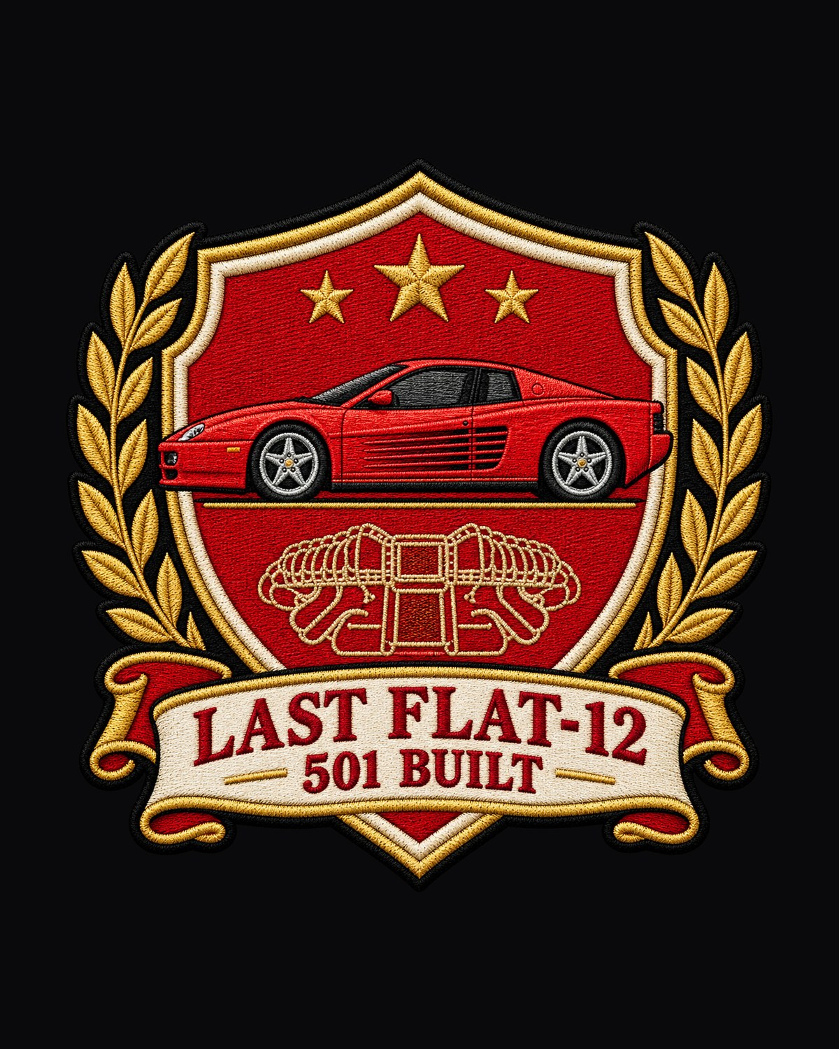 Ferrari F512 M Last Flat-12 501 Built Varsity Crest Shirt design only