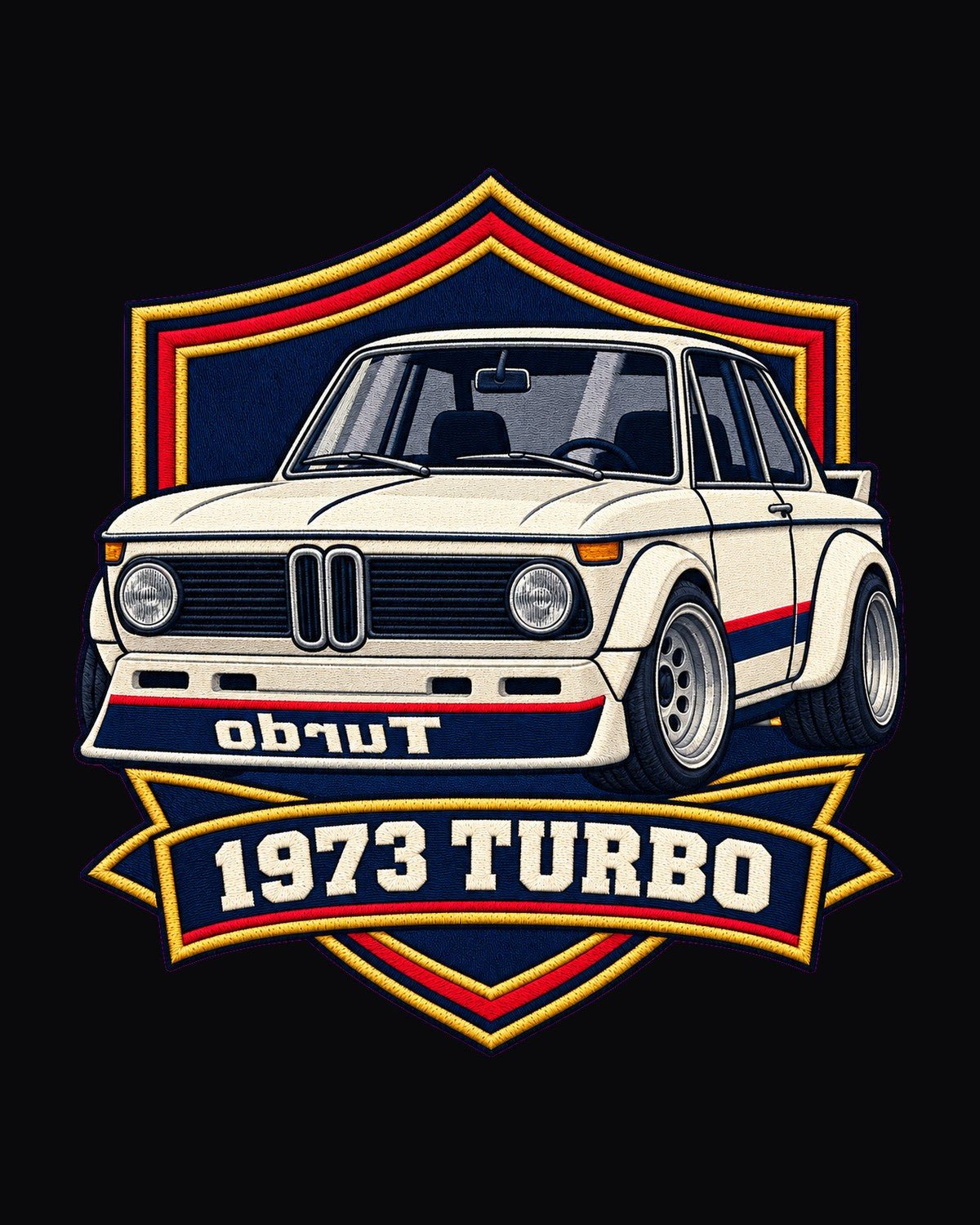 BMW 2002 Turbo Mirror Crest Shirt, Mirrored Lettering design only