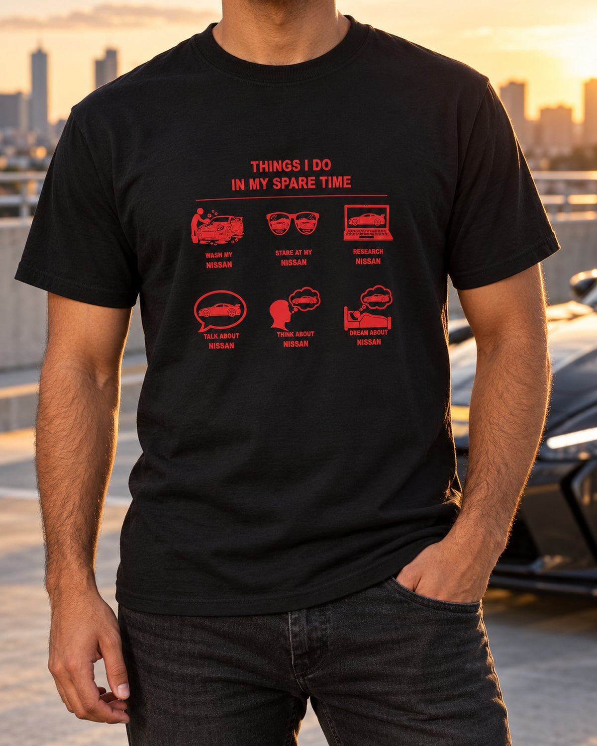 Nissan Things I Do Shirt, Hoodie & More T-Shirt Black worn hero