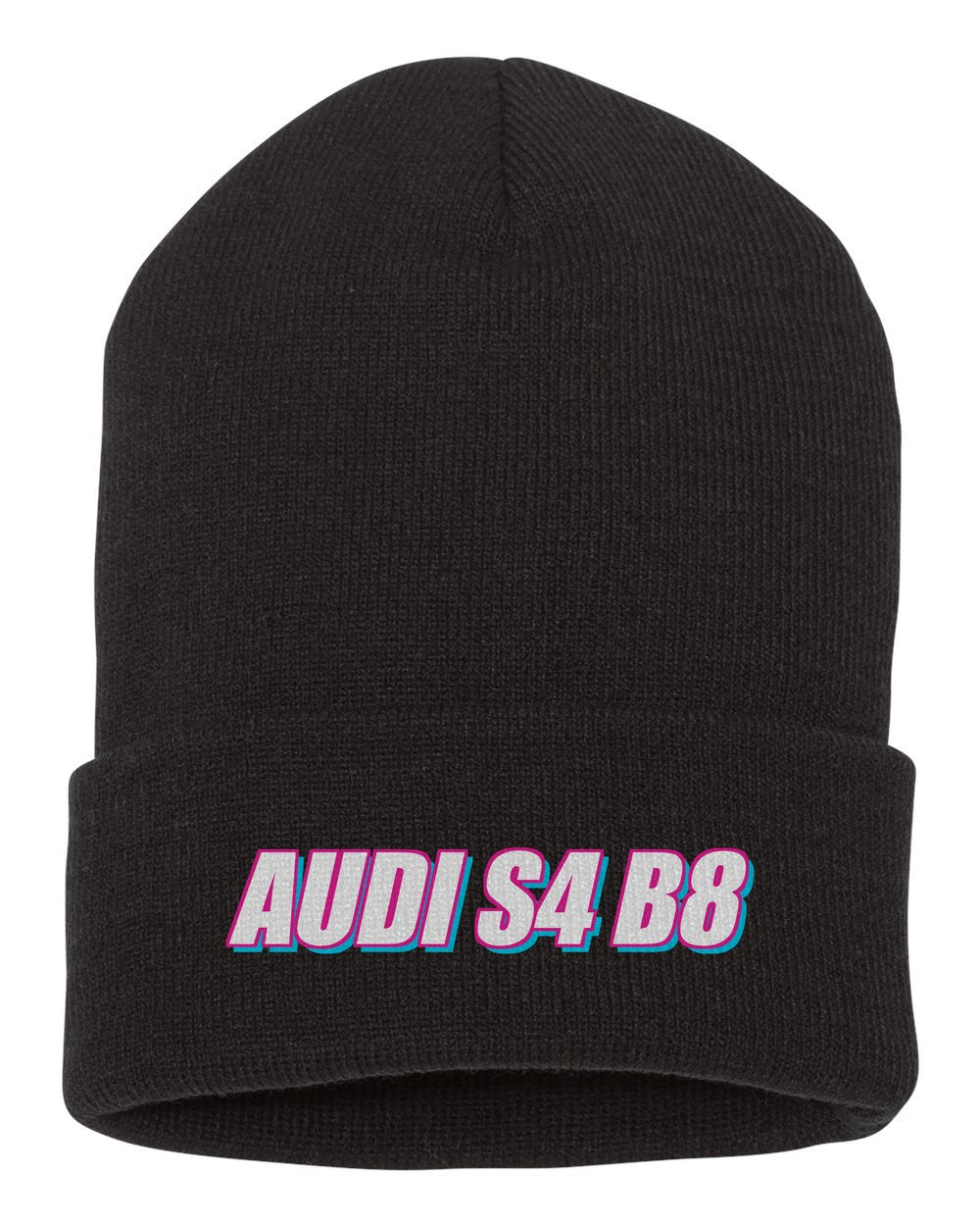 Audi S4 B8 black beanie front view with car name