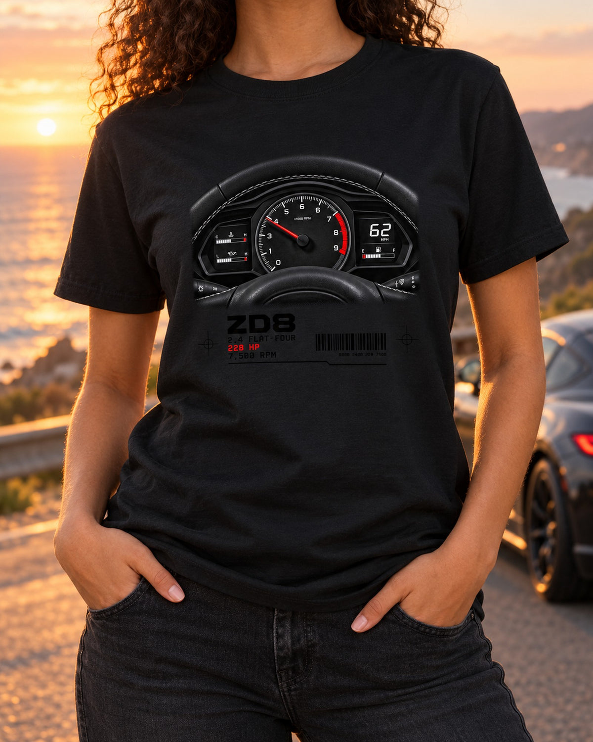 Subaru BRZ ZD8 Cockpit Gauge Graphic Tee, Car Guy Gift T-Shirt Black worn hero