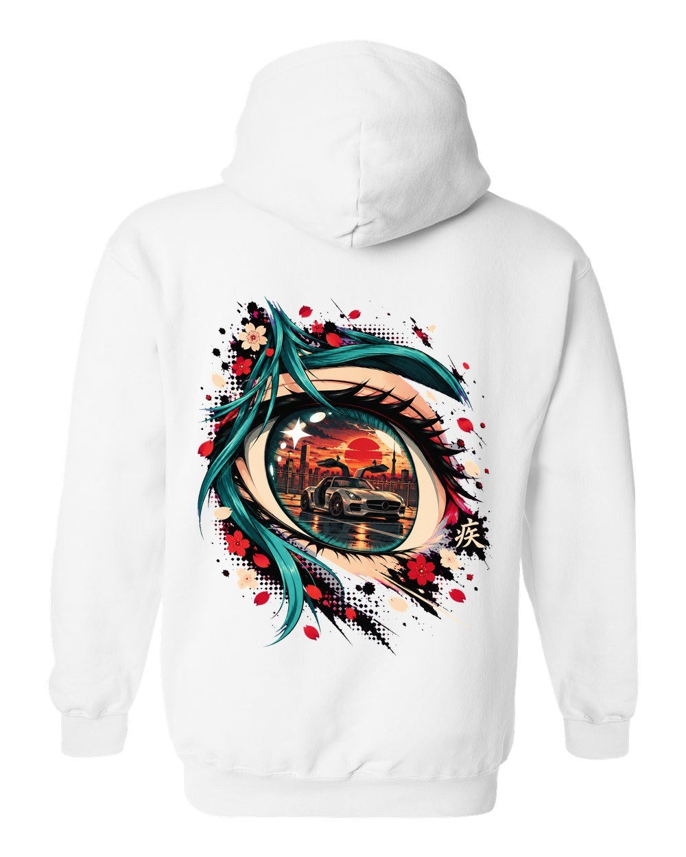 Mercedes-Benz SLS AMG Anime Girl Pull Over Hoodie White back
