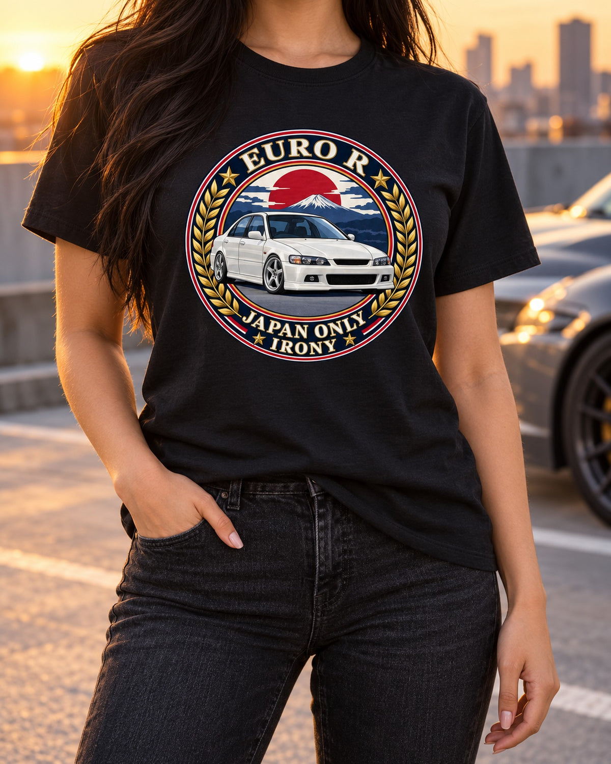 Honda Accord Euro R CL1 Japan Only Crest Tee T-Shirt Black worn hero