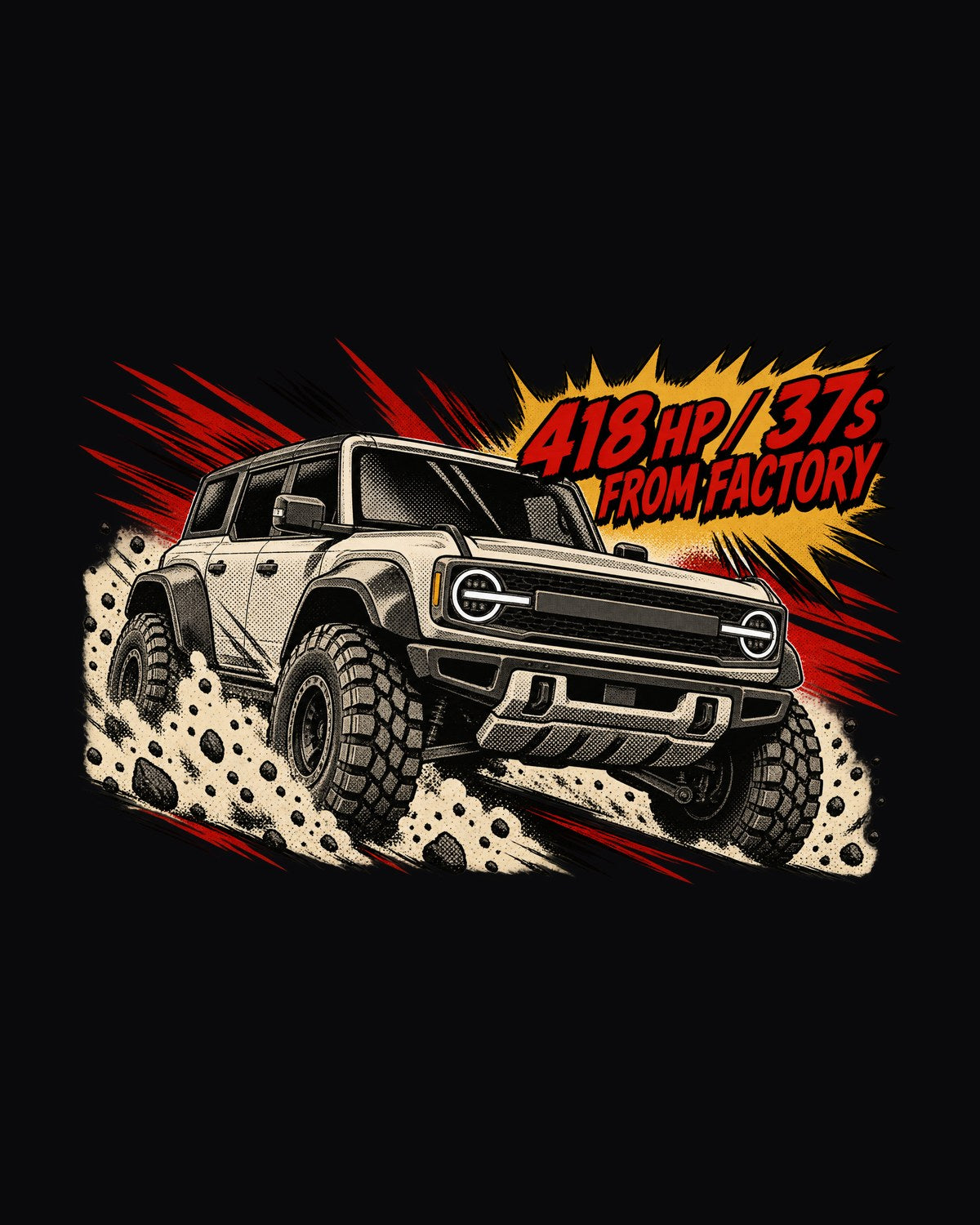 2022 Ford Bronco Raptor Desert Jump Retro Manga Panel Tee design only