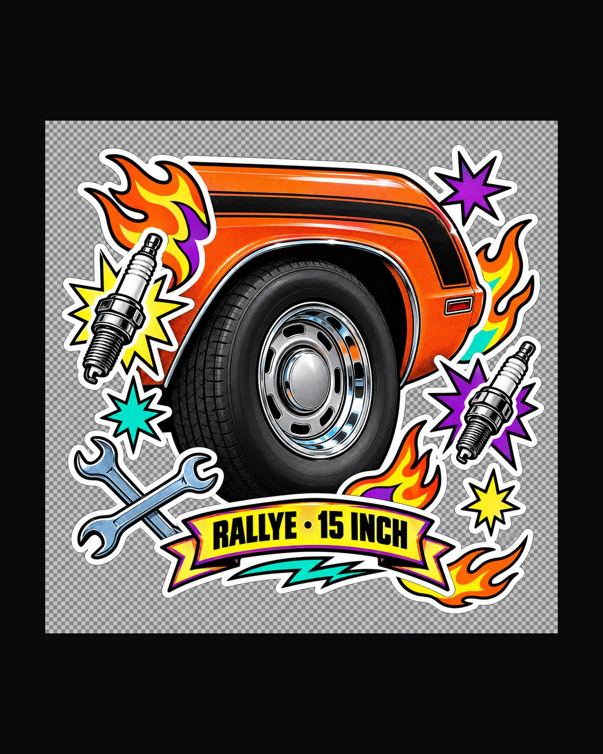 1970 Dodge Challenger R/T E-body Rallye Wheel Sticker Shirt design only