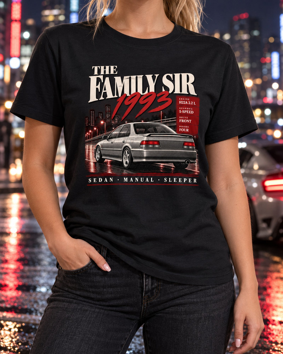 Honda Accord CD6 SiR Sedan Archive Panel Shirt, The Family Sir T-Shirt Black worn hero