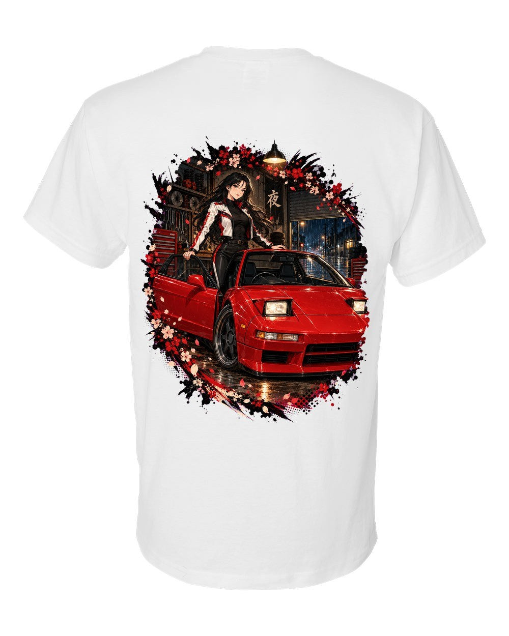 Honda NSX NA1 Anime Girl T-Shirt White back