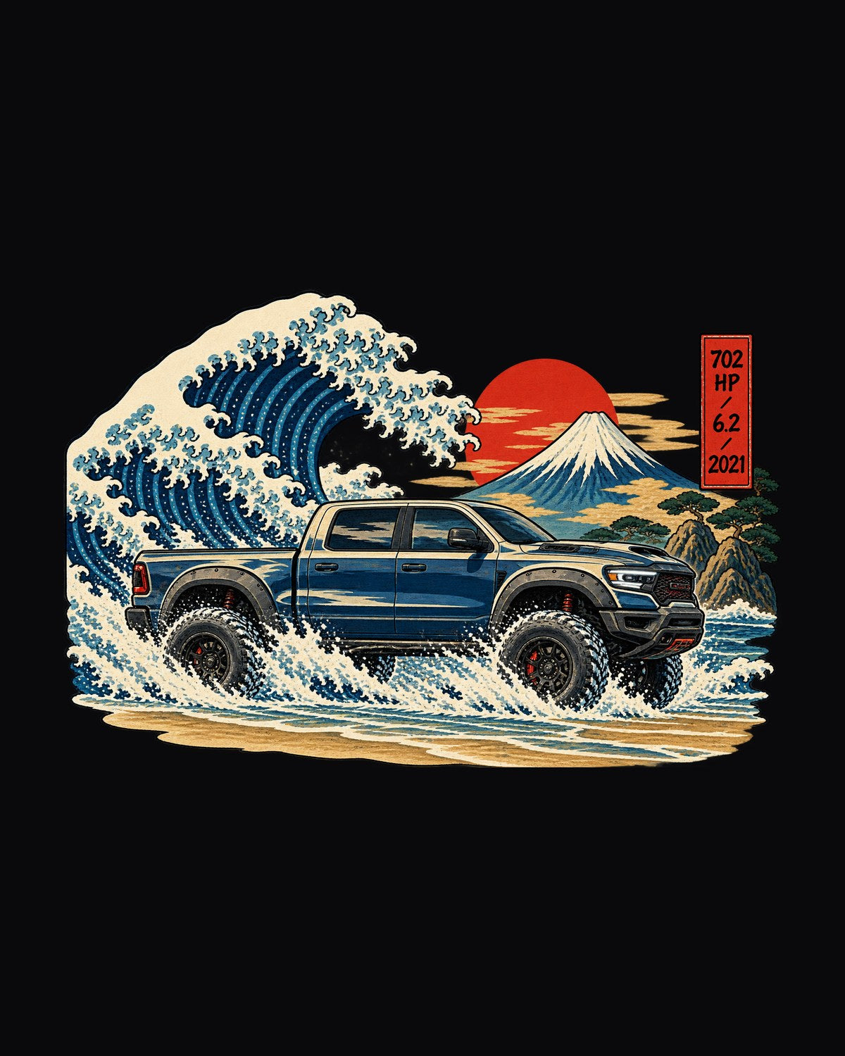 Great Wave Ram 1500 TRX Woodblock Shirt, 702 HP Supercharged 6.2 design only