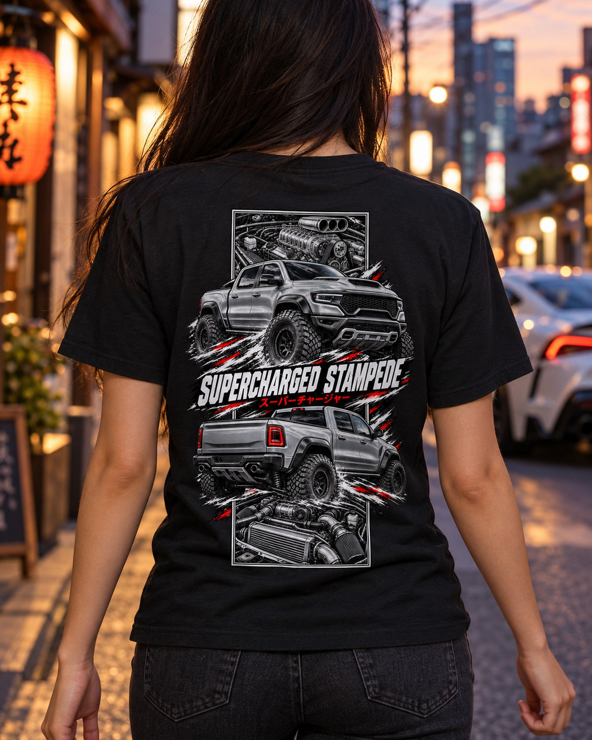RAM 1500 Trx Torn Poster Full-Back Graphic Tee T-Shirt Black worn hero