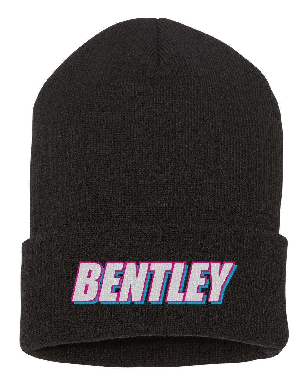 Bentley black beanie front view with car name