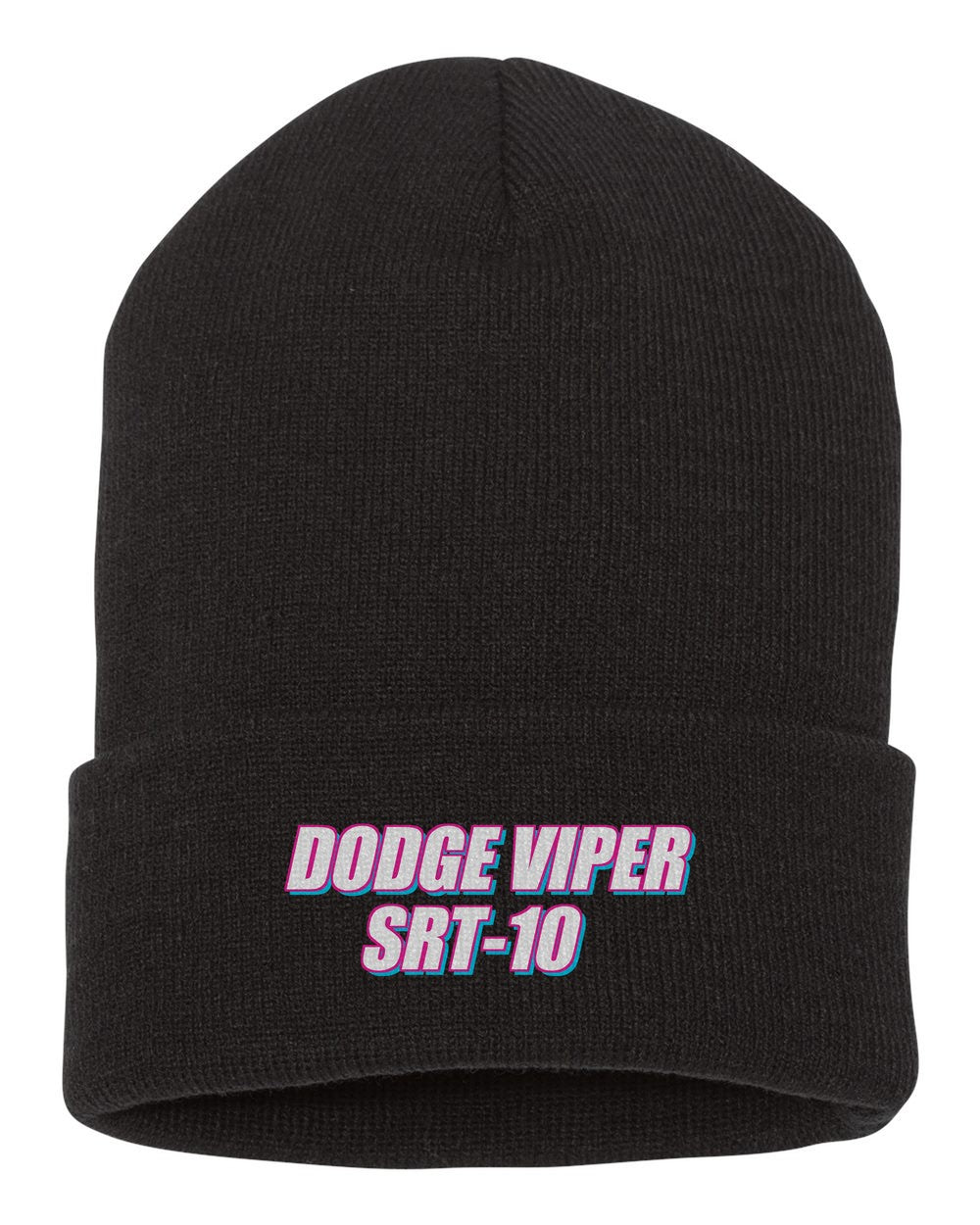 Dodge Viper Srt-10 black beanie front view with car name