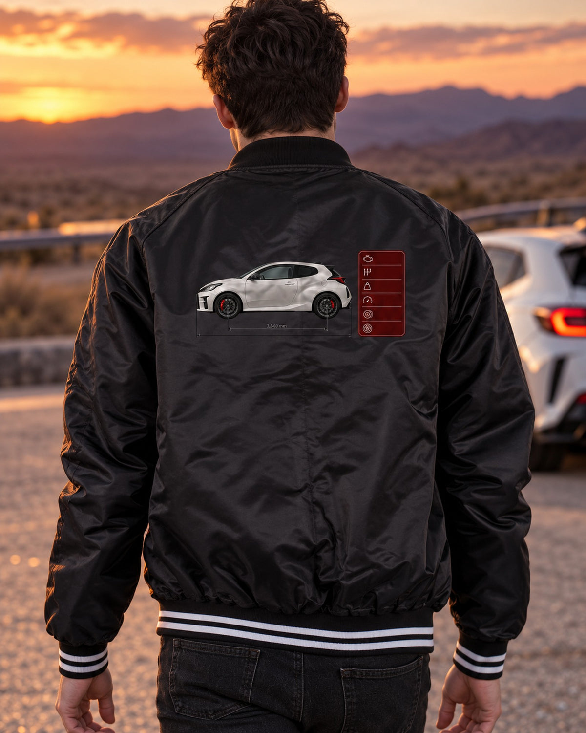 Toyota GR Yaris Circuit Package Homologation Special Poster Tee Bomber Jacket Black worn hero